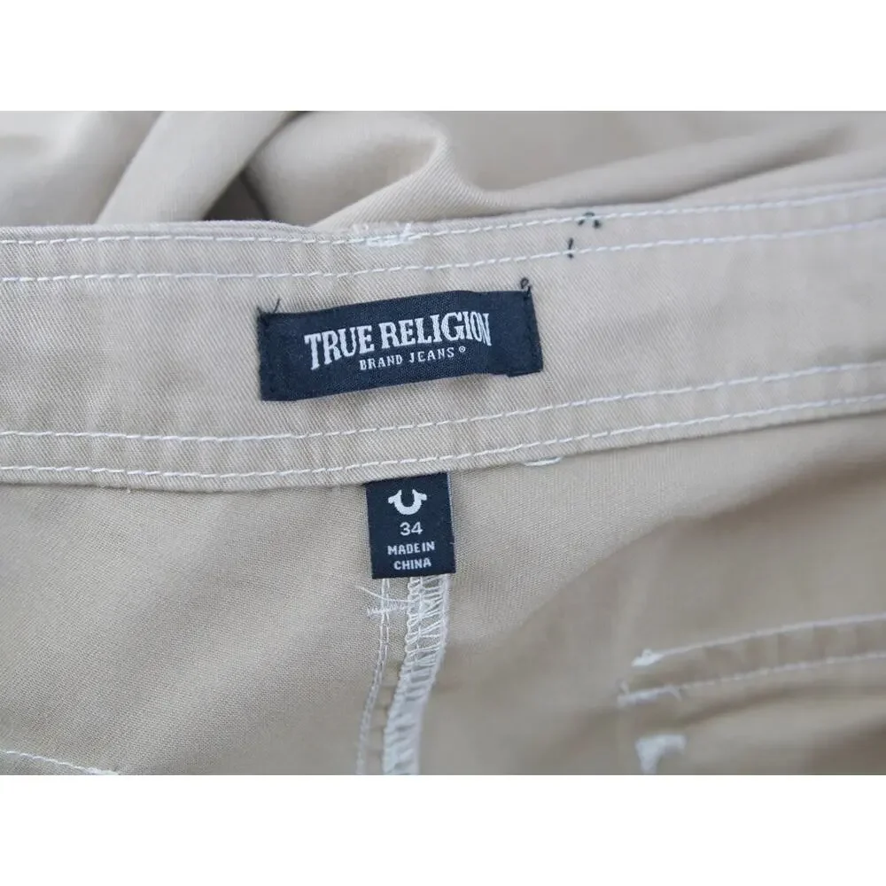 True Religion Travertine Khaki Cargo‎ Pants Men's Size 38x32 NWT